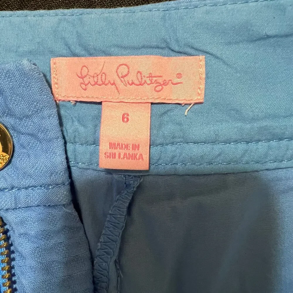 Lilly Pulitzer blue Nicki textured cotton skort skirt with shorts WOMENS 6